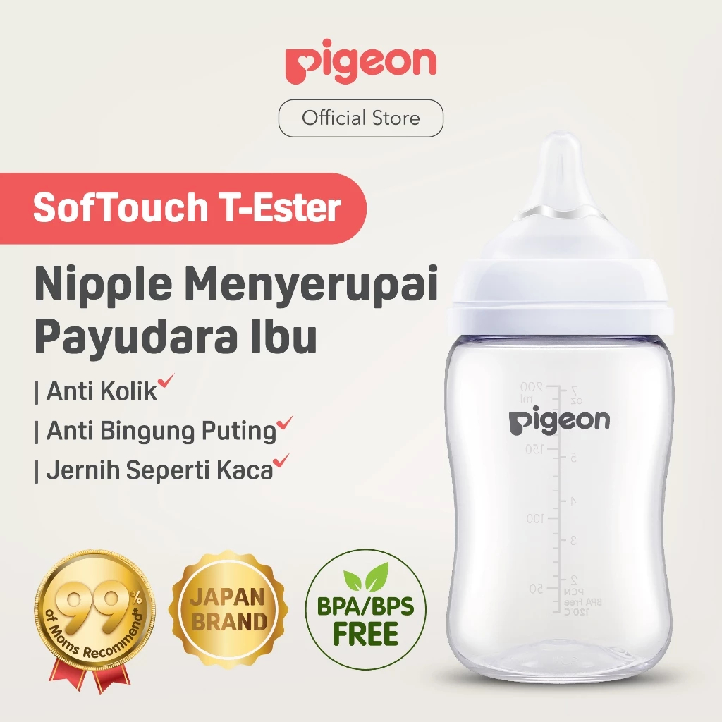 PIGEON Botol T-ESTER Wide Neck 200ml w/SofTouch Nipple