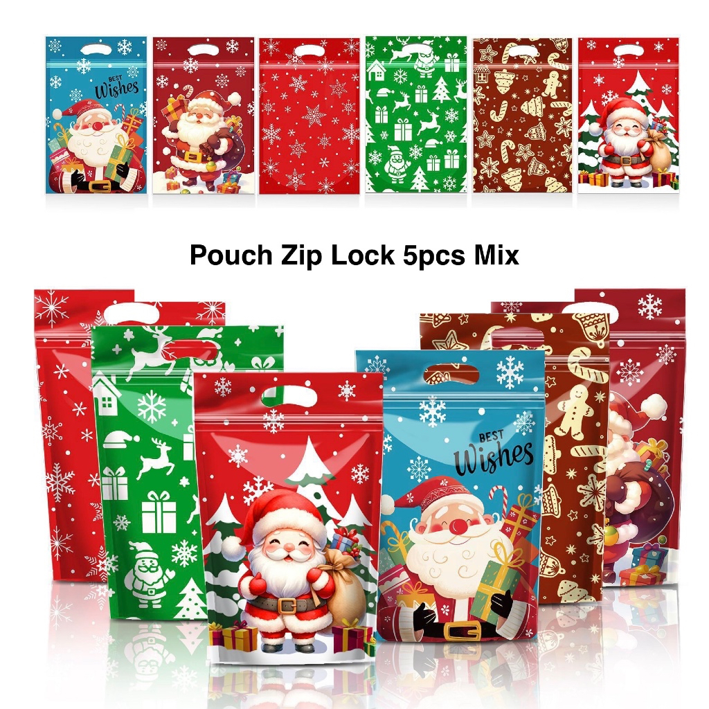 Standing Pouch 15x23cm, Christmas Pouch, Natal Zip Lock, Natal Bag