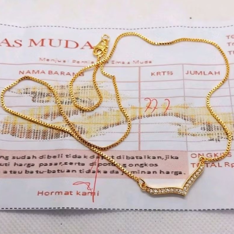 KALUNG FUJI GOLD BRACELET PERHIASAN WANITA BERLAPIS EMAS MUDA FREE SURAT DARI TOKO