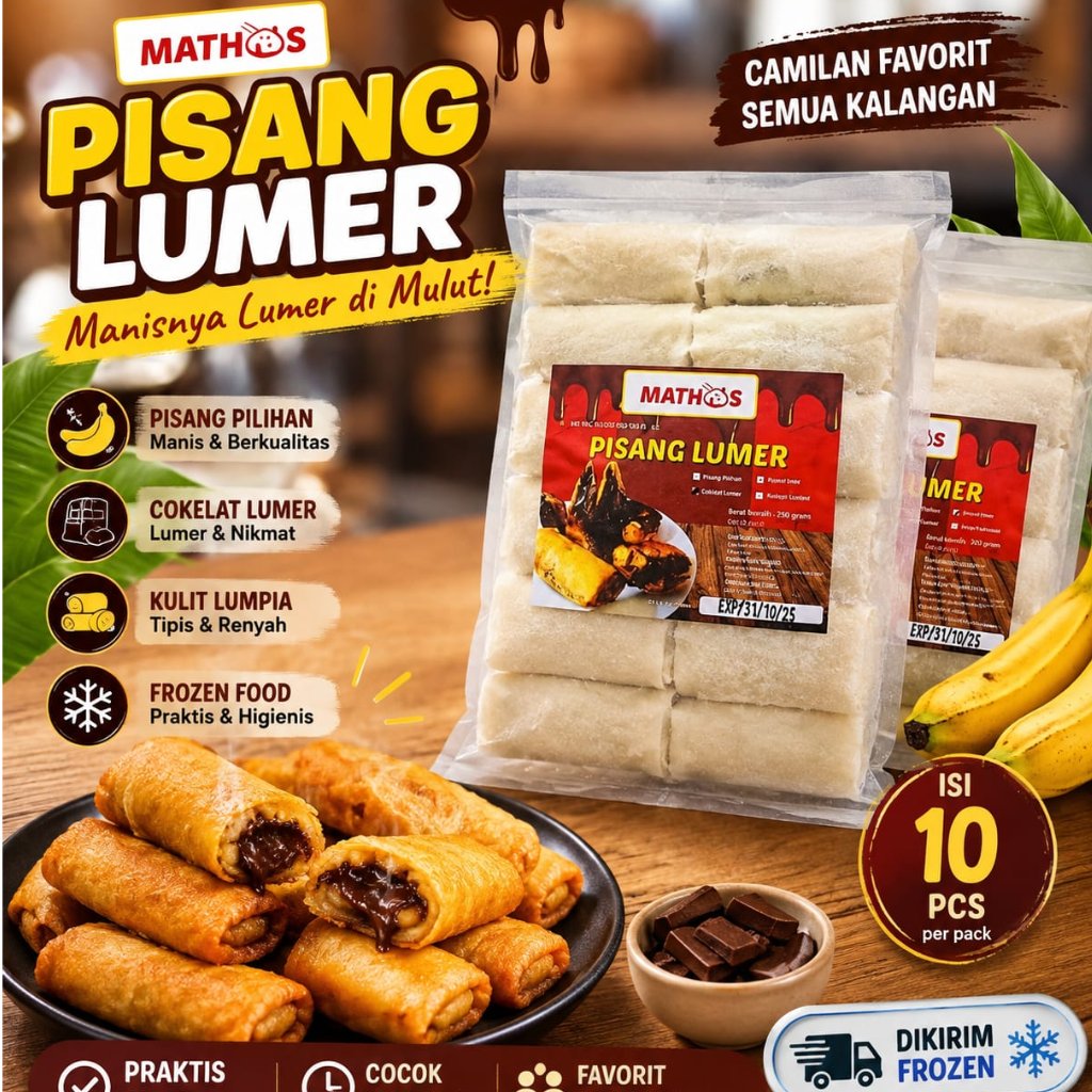 MATHOS Pisang Lumer 10pcs Pisang Coklat Frozen Isi 10 Pisang Lumpia Coklat Lumer