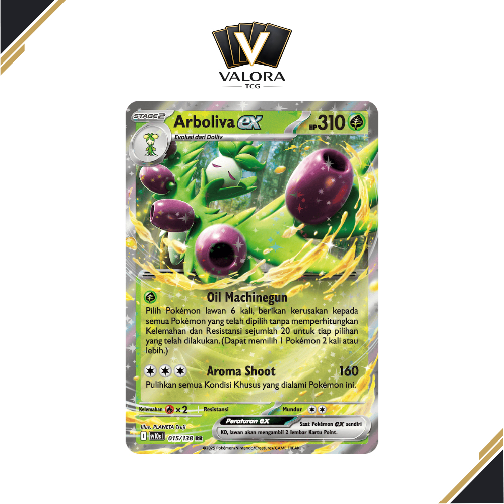 Kartu Pokemon Arboliva ex 015/138 RR Kehadiran Juara SV10s Indonesia