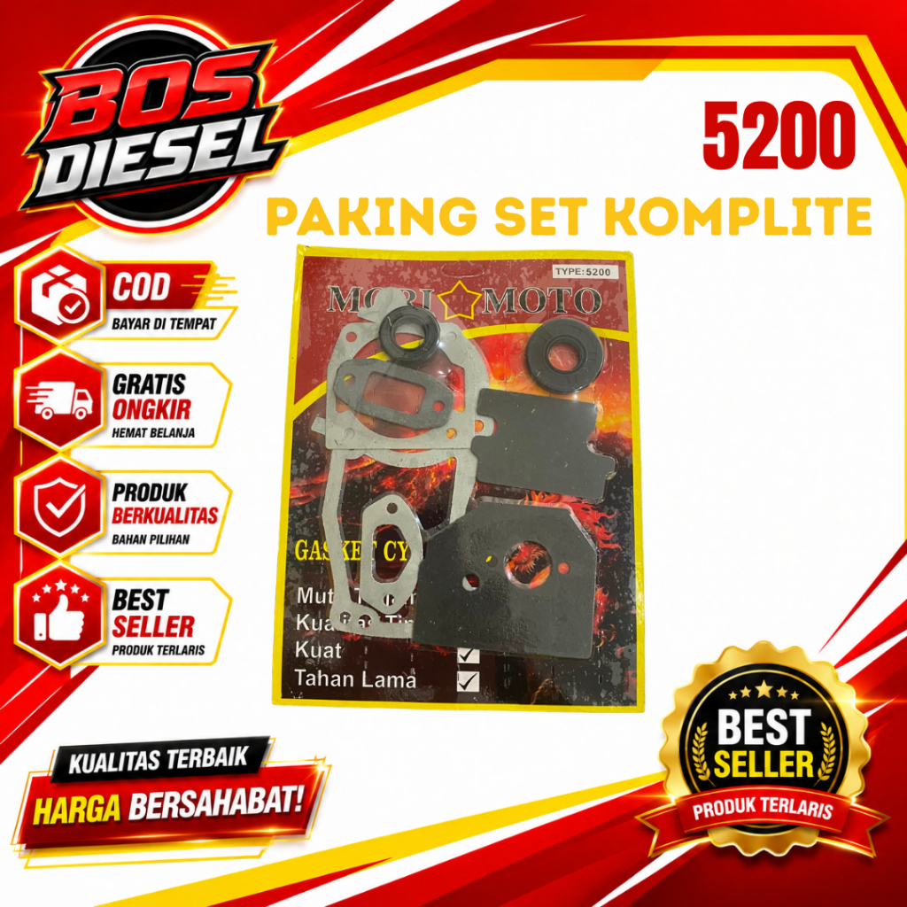 Packing Set 5200 Komplit + Oil Seal Gasket Set / Perpak Set Packing Set + Seal Chainsaw 5200 5800