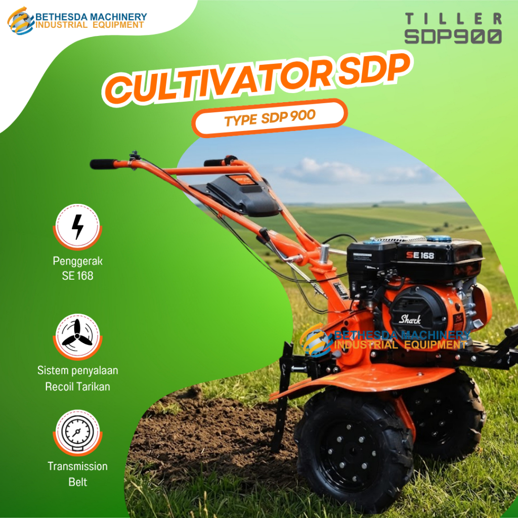 Traktor mini Tiller Cultivator Shark SDP 900 + Engine 6.5 Hp