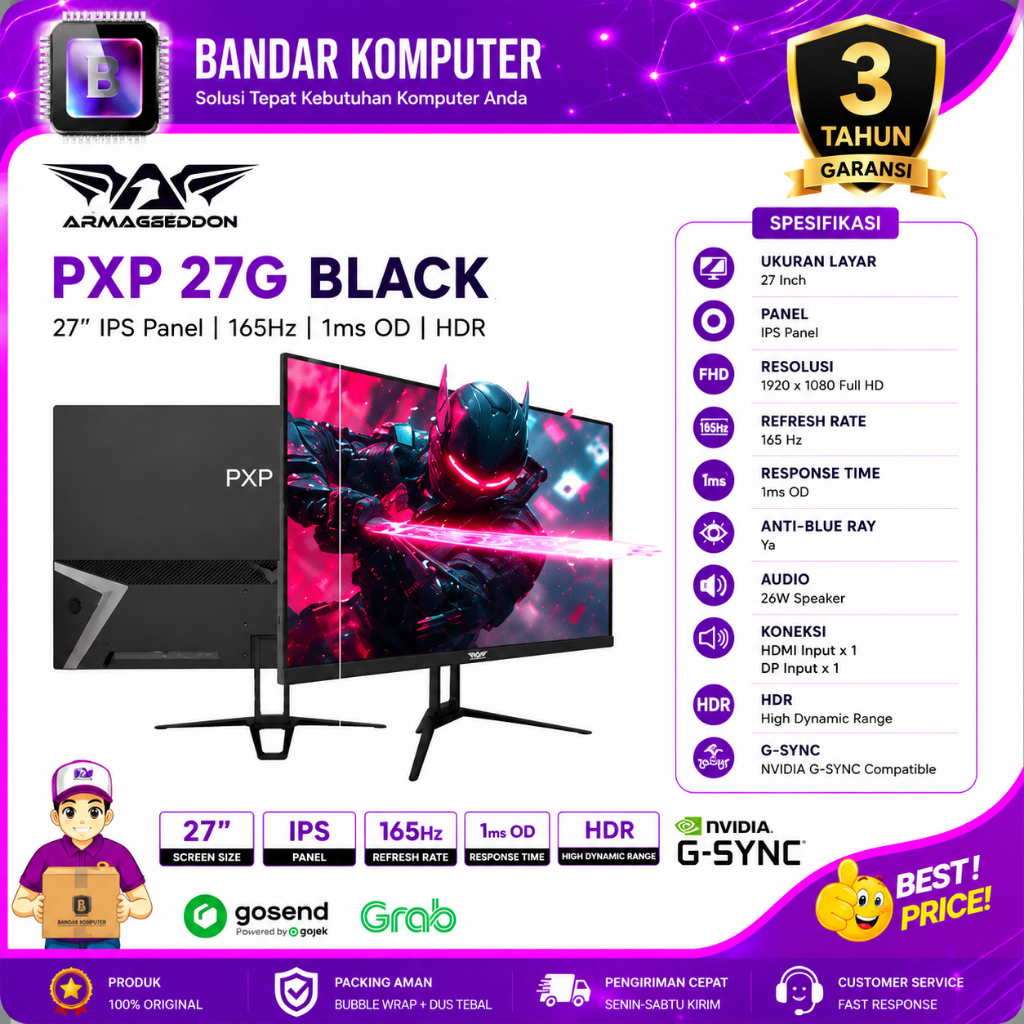 MONITOR ARMAGEDDON Pixxel+ PXP 27G | 27" IPS Flat Screen Gaming Monitor 165Hz 1ms