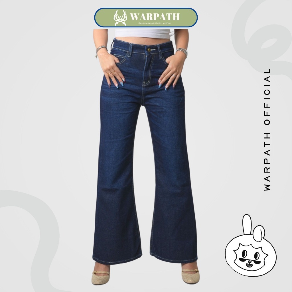 WARPATH - Highwaist Flare Jeans Swagboot Garment Blue Cutbray Jeans Denim Panjang Wanita Non Stretch