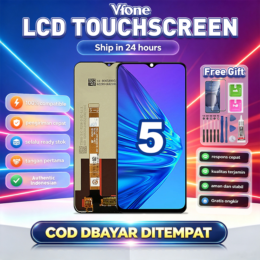 Vfone LCD FOR Realme 5 Touchscreen Fullset Replacement LCD Kompatibel Untuk Glass Touch Screen Digit