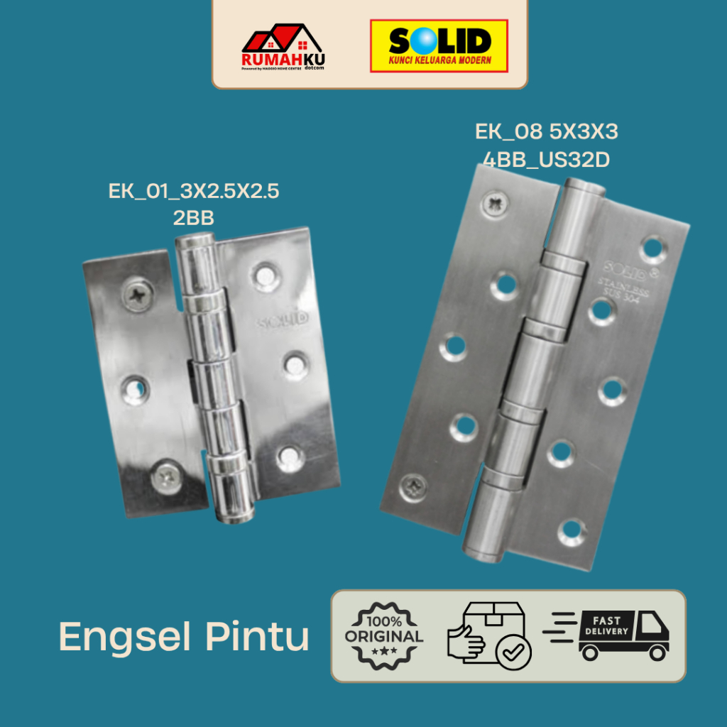 ENGSEL PINTU SOLID - ENGSEL PINTU LUBANG - ENGSEL PINTU BALL BARREL - SOLID & GRADINO