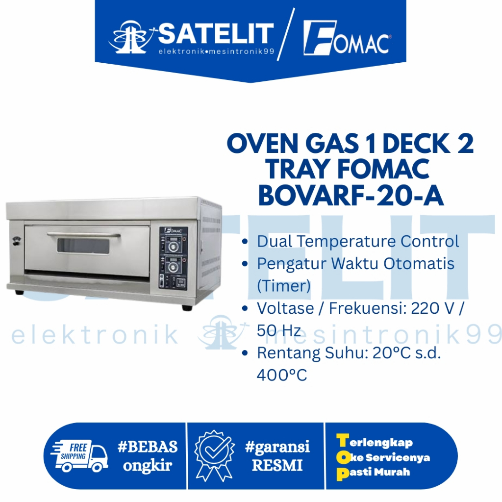 OVEN GAS 1 DECK 2 TRAY FOMAC BOVARF-20-A - Digital Gas Deck Oven 1 Deck 2 Tray Original Fomac Murah