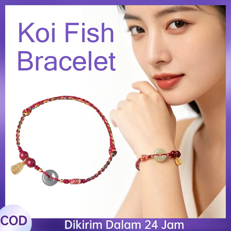 Gelang Tali Merah China Desain Koi Gelang Giok Tali Merah Ping An Gesper Gelang Tali Warna Merah