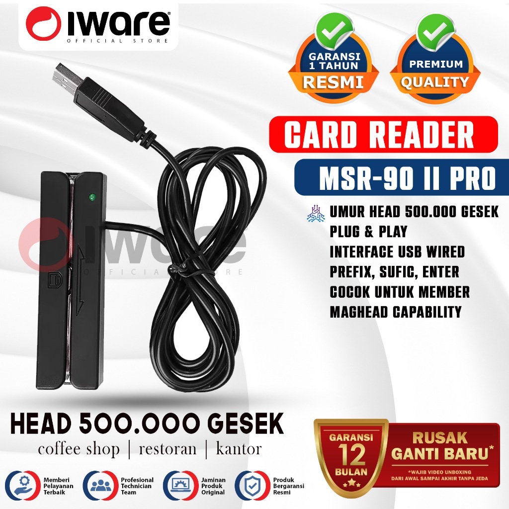 Iware Magnetic Stripe Card Reader MSR-90II PRO (Strip-Swipe) Usb