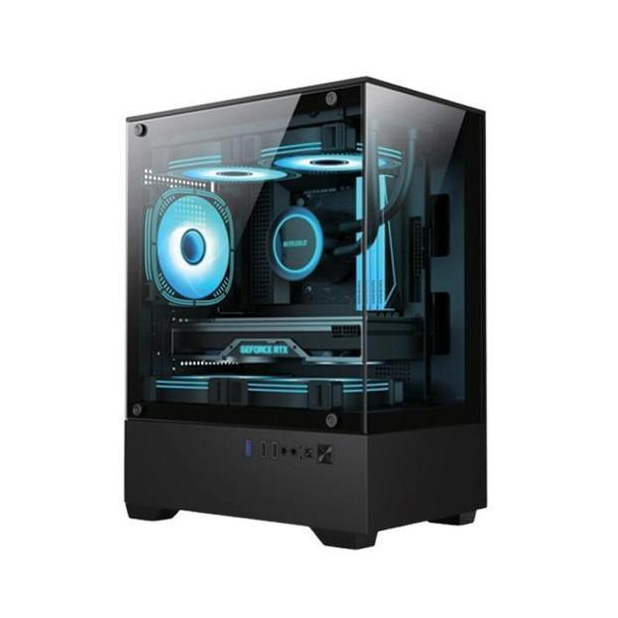 Casing PC Gaming Bezzera N30 Panoramic Case PC USB 3.0 MATX Free 3Fan RGB - Putih