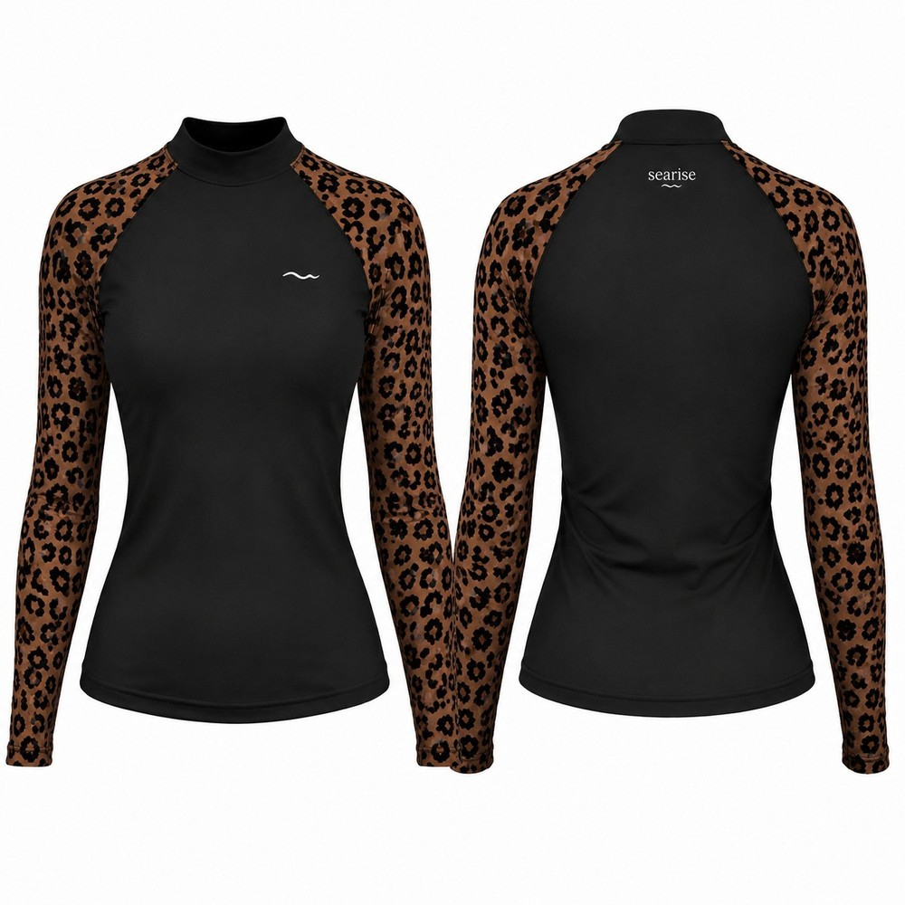 Searise Rashguard Baju Renang I Rashguard I Swimswear motif leopard coklat I SEARISE Rashguard Freed