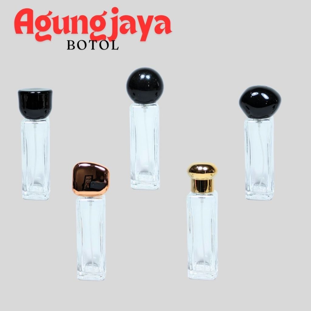 Botol Kaca Parfum 30 Ml Jojo Balok Press Pump Easy Hitam / Botol Kaca Parfum 30 Ml /  Botol Kaca / B