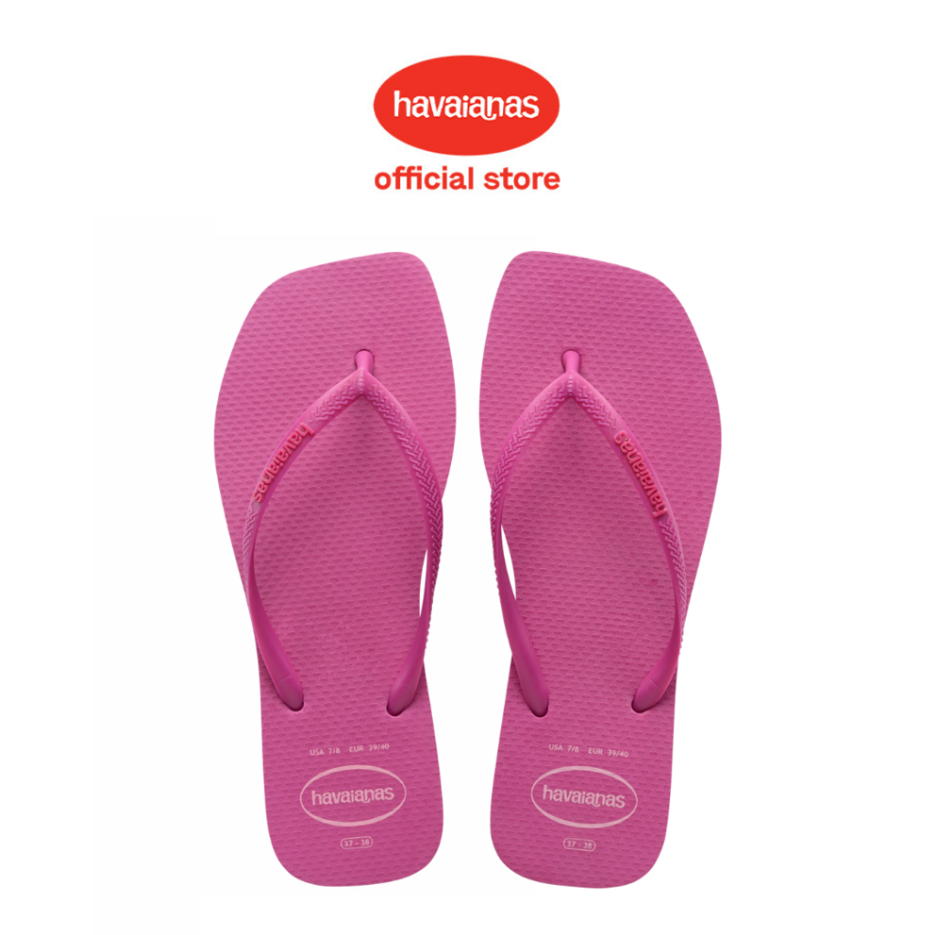 [ONLINE EXCLUSIVE] Havaianas Slim Square Logo Popup Rose Gum - Sandal Wanita