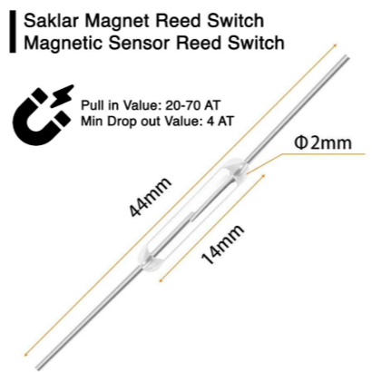 Saklar Magnetic Sensor Detektor Alarm 2 pin Reed Switch 2x14mm