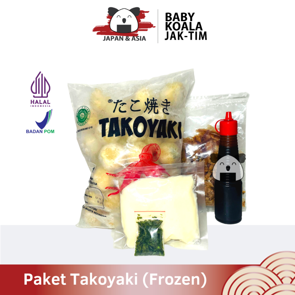 (KHUSUS GOJEK) PAKET TAKOYAKI FROZEN Halal | takoyaki Frozen, Katsuobushi, Saus Takoyaki, Aonori -BK