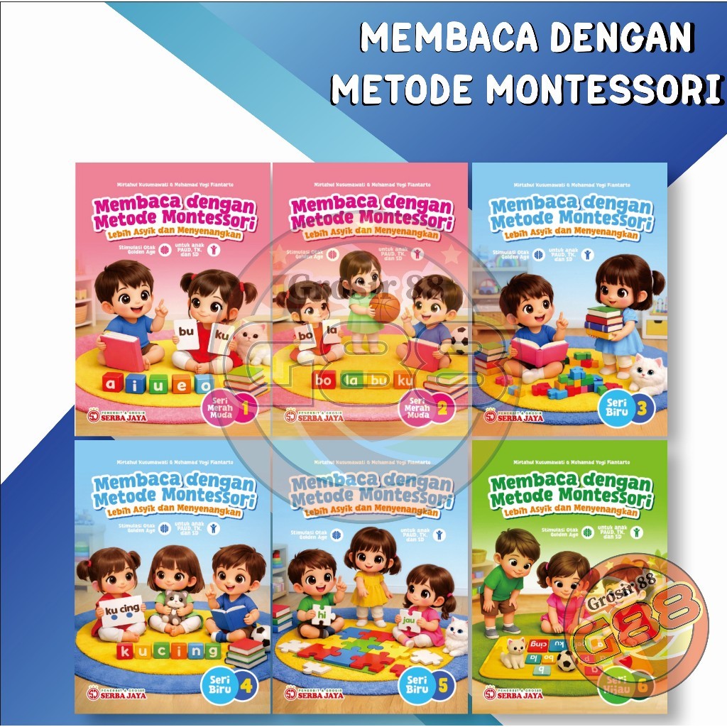 Buku Latihan Membaca dengan Metode Montessori untuk Anak Paud, TK dan SD