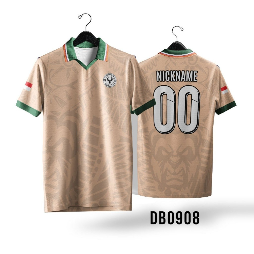 Kaos Polo Jersey Futsal / Bola Custom Cream Khaki Ethnic Free Custom Name Set