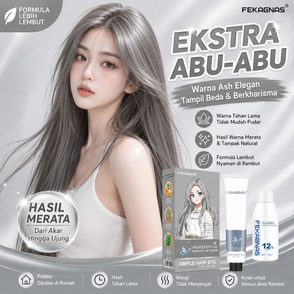 Warna Rambut Abu Ekstrim Dingin Pewarna Rambut Murah Cat Rambut Permanen Semir Rambut Herbal Pewarna