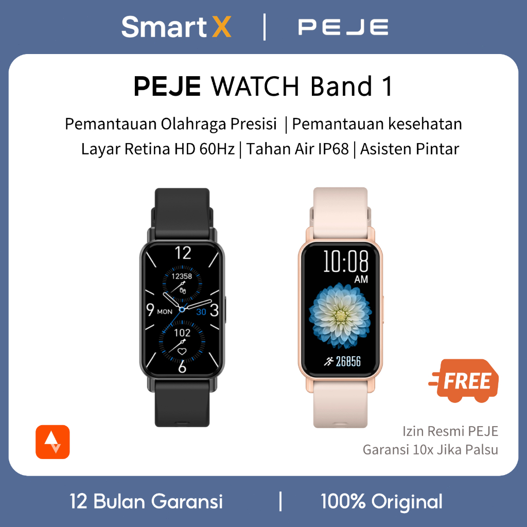[COD] PEJE SmartWatch Band1 Wanita Health Management IP68 Waterproof Bluetooth Call Sport Modes
