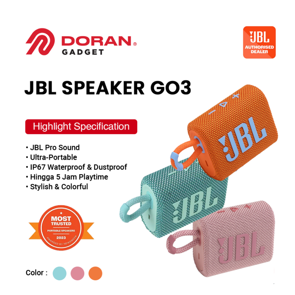 JBL Go 3 Portable Waterproof Bluetooth Speaker Go3 JBL - Garansi Resmi