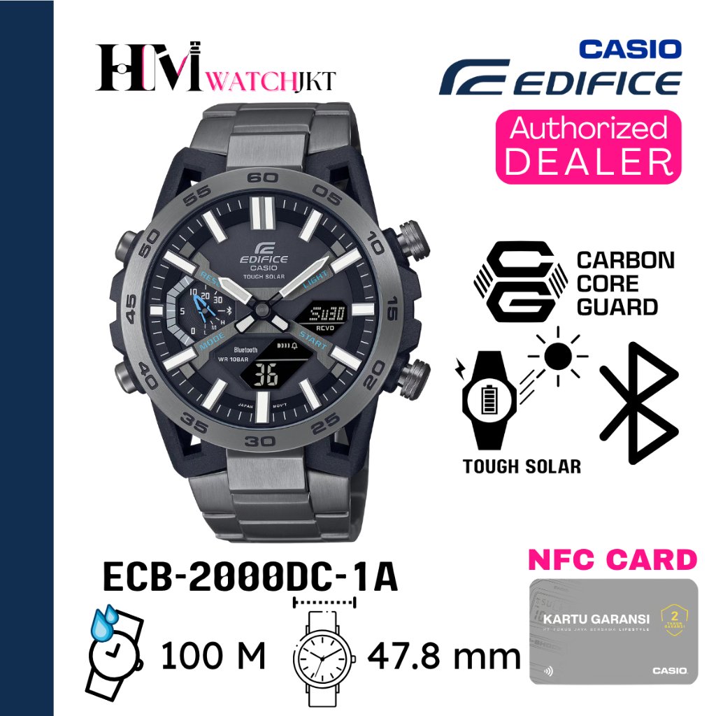 CASIO EDIFICE ECB-2000DC-1ADF Jam Tangan Pria Original Analog-Digital Antiair ECB-2000DC-1A ECB-2000