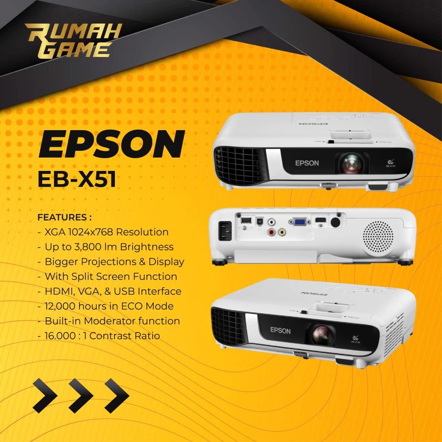 PROYEKTOR EPSON EB X51 EBX51 EB X51 PENGGANTI EB X450 XGA 3800 Lumens