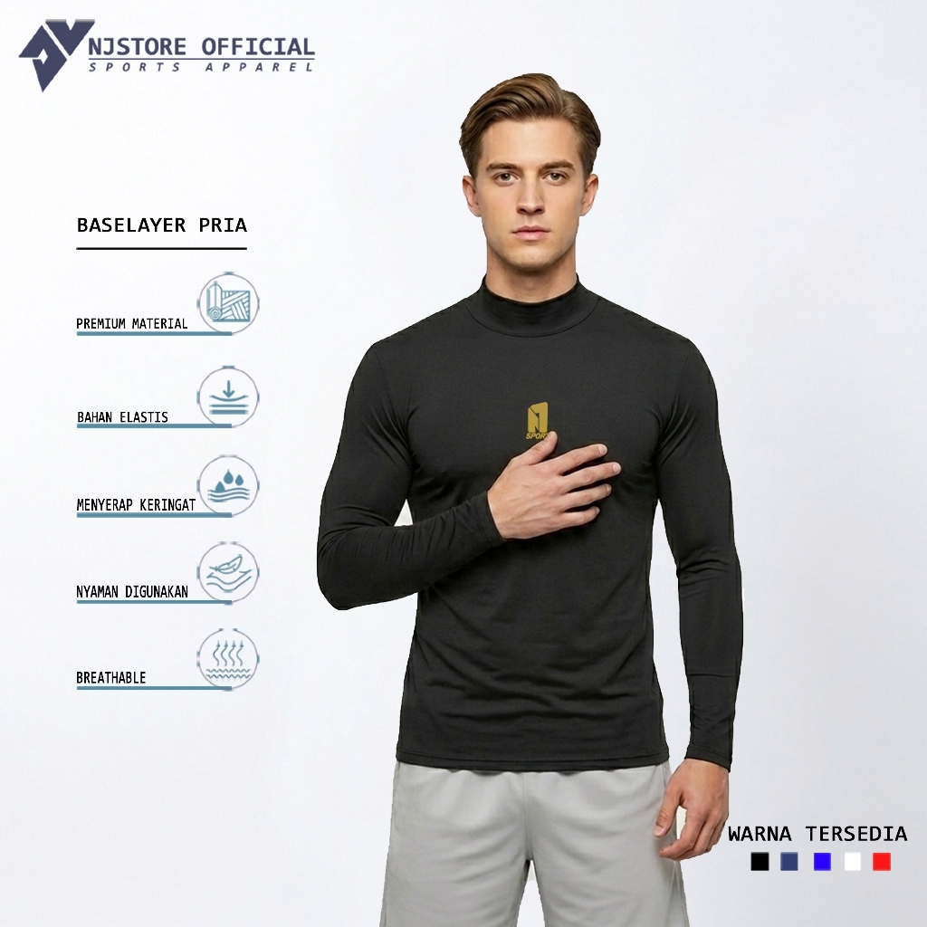 Base Layer Manset Olahraga Pria Wanita Lengan Panjang Mangset Sepeda Futsal Lari Voli
