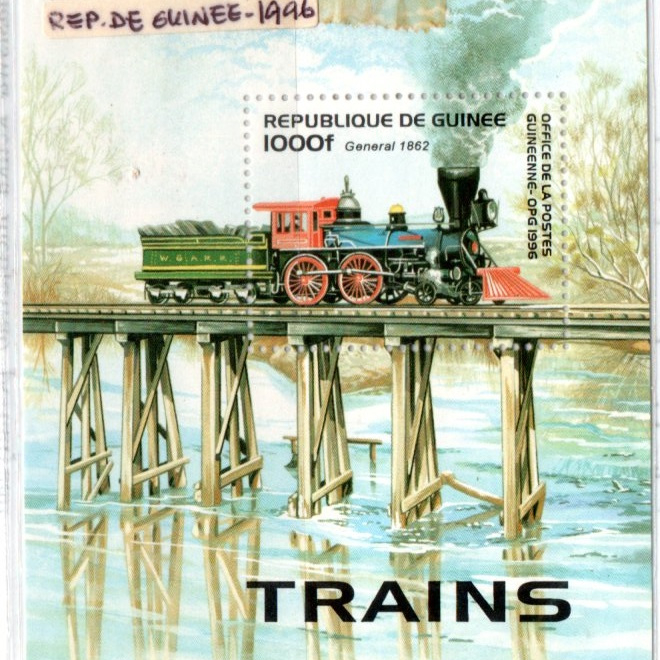 Prangko Tema Kereta Api Train 108 Guinee