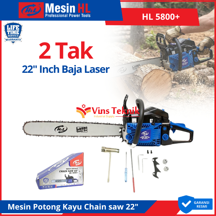 H&L HL 5800 Mesin Gergaji Gasoline Chainsaw Laser Bar 22" HL5800+