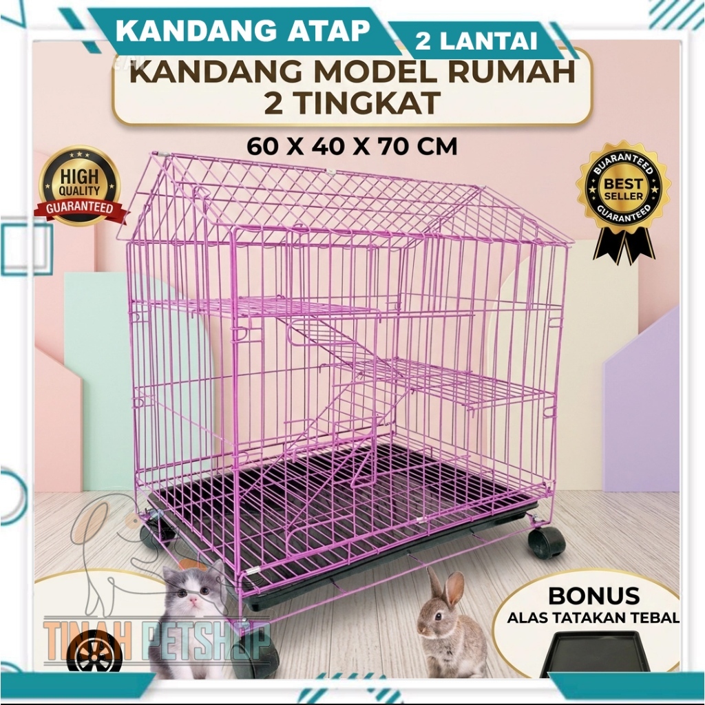 Kandang Kucing Tingkat 2 Jumbo Atap Rumah / KANDANG KUCING 2 TINGKAT MODEL RUMAH