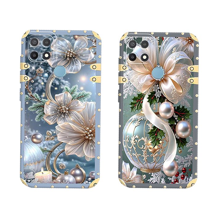 Softcase kompatible Hp OPPO A15/OPPO A15S motif bingkai bunga lucu case cewek