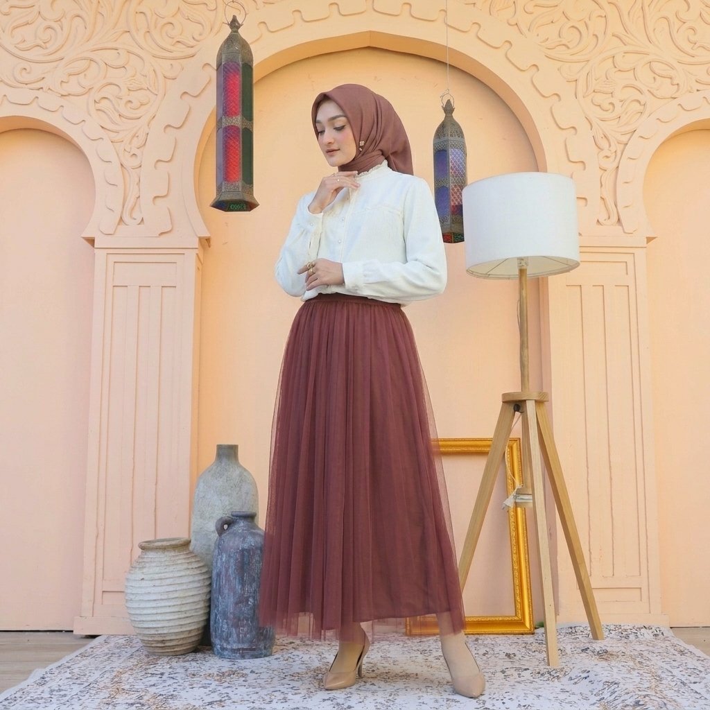 Rok Tutu Wanita 2 Lapis Premium Panjang Full Karet