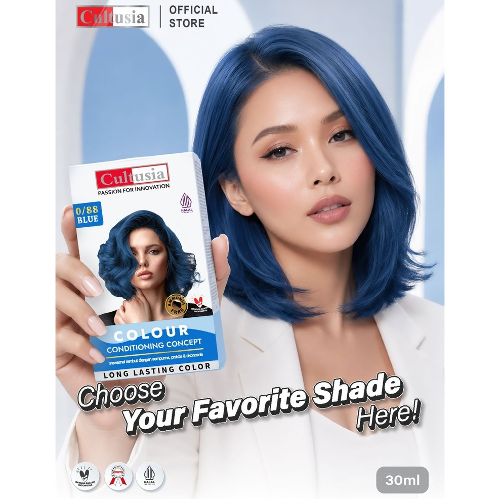 Cultusia Cat Rambut Hair Color Blue 0/88 30 ML