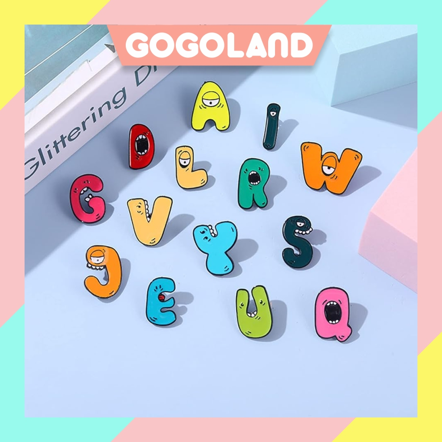 GOGOLAND Peniti bross grade A kualitas bagus Bros dua puluh enam huruf nama pribadi pin nama keluarg