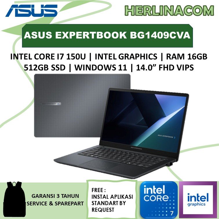 Asus Expertbook BG1409CVA | Intel Core I7 150U | 16GB 512GB SSD | 14" FHD Garansi Resmi 3Y