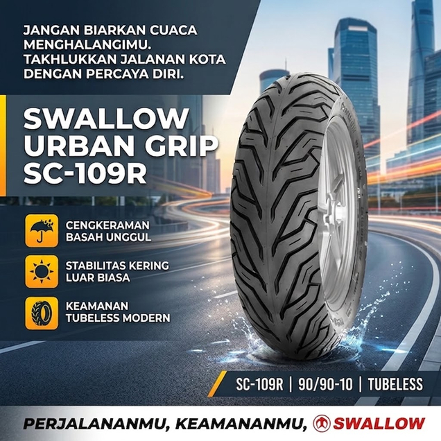 SC109 R SWALLOW URBAN GRIP 90 / 90 - 10 DELI TIRE SC 109 R zip piagio minimoto TUBELESS motor listri
