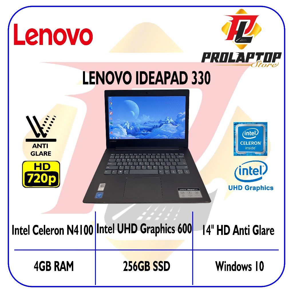 Lenovo Ideapad 330 Intel Celeron N4100 RAM 4GB SSD 256GB 14" HD Anti Glare