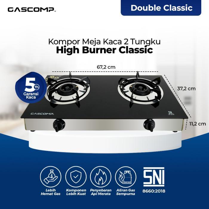 GASCOMP Kompor Gas Meja Kaca 2 Tungku Double Classic