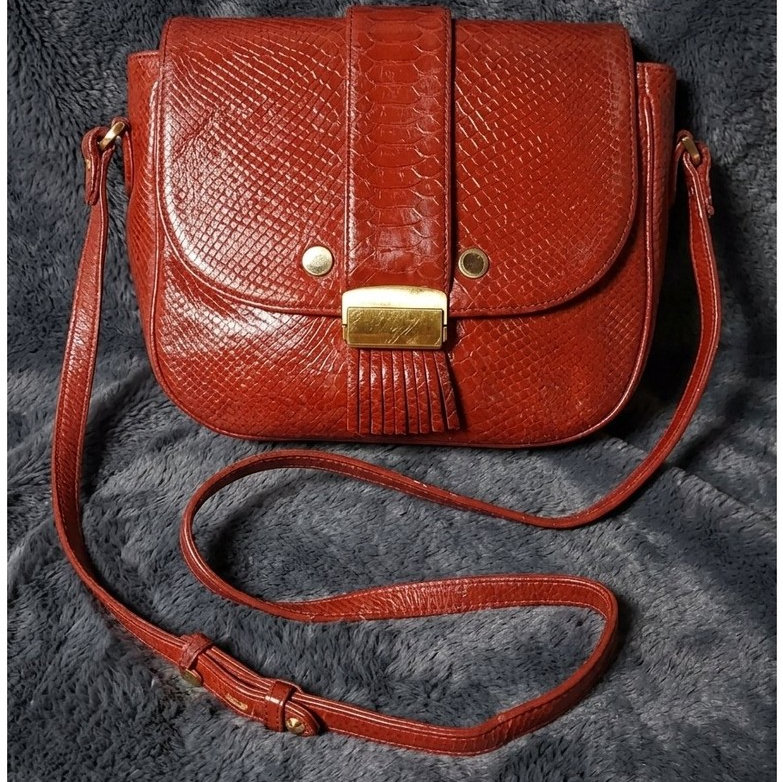 Tas Selempang / Sling Bag Vintage Biker Starlet Leather Red (Preloved)