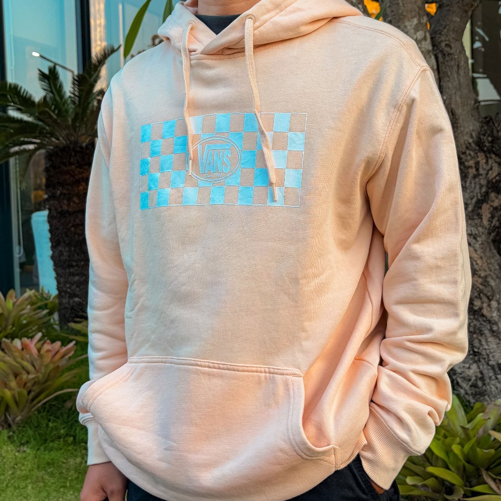 Hoodie Vans Checkerboard Box Logo Peach Hoodie