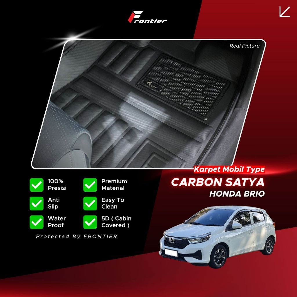 Karpet Mobil 5D Type Carbon, Untuk Honda Brio Premium, Tahan Lama, Anti Air | Frontier