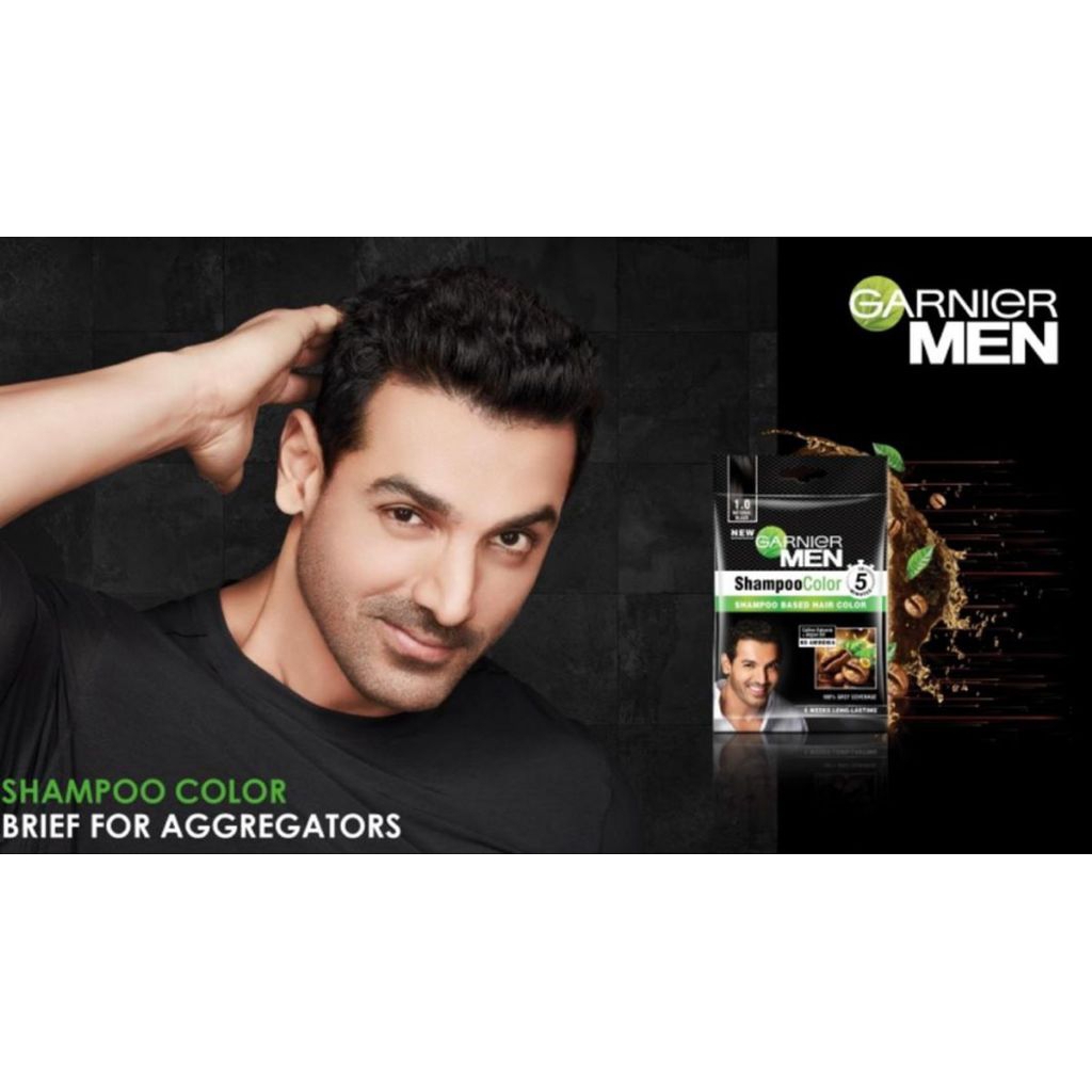 Garnier Men Shampoo Color 5 Shampoo Based Hair Color warna hitam untuk pria