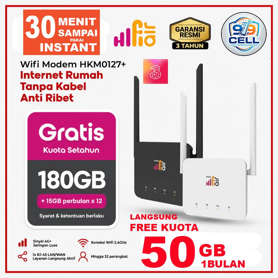 Indosat HiFi Air HKM 0127+ WiFi Modem 4G LTE Free Paket Data Indosat 50GB
