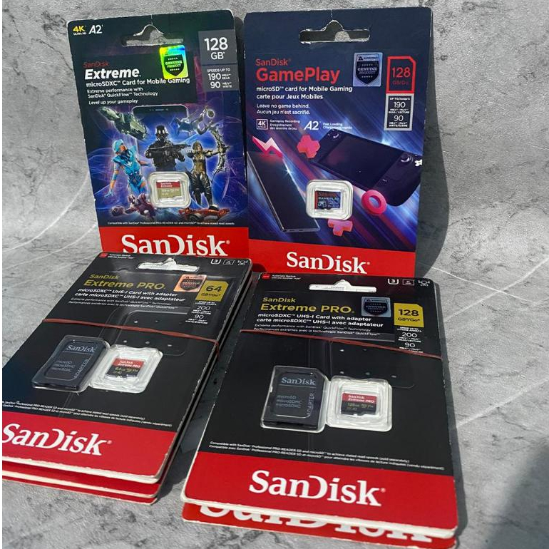 Memory SDCard Sandisk Ekstreme Pro 128GB 64GB Sandisk Ekstreme Gameplay 128GB