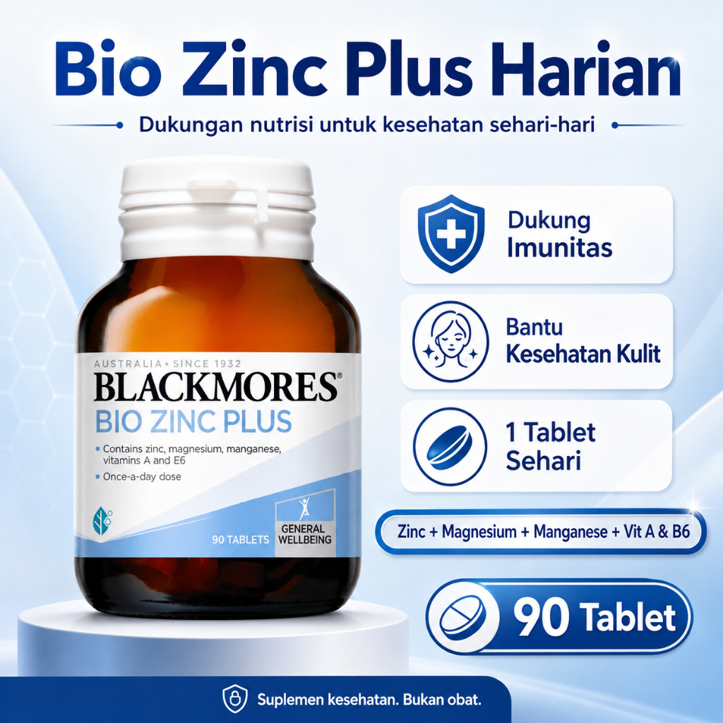 Blackmores Bio Zinc Plus 90 Tablet Vitamin Zinc | Suplemen Zinc Magnesium untuk Kulit & Imunitas