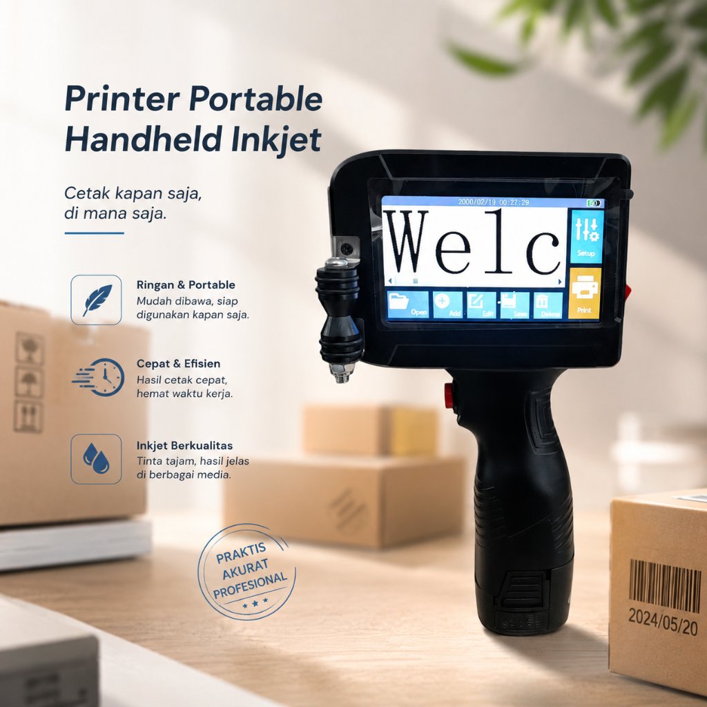 Kankeirr Mesin Printer Barcode Portable Handheld Inkjet Printer