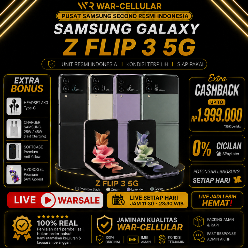 SEIN | SAMSUNG GALAZY Z FLIP 3 5G 8/128GB 8/256GB SECOND RESMI INDONESIA