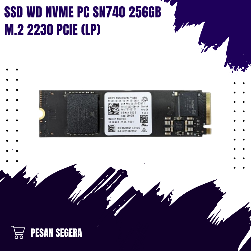 SSD WD NVMe PC SN740 256GB M.2 2230 PCIe (LP)