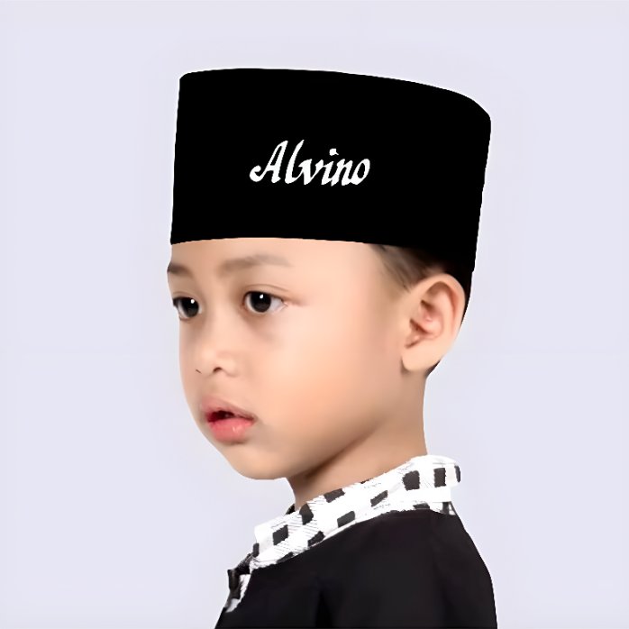 Peci Anak Custom Bordir Nama Bahan Spons model peci songkok nasional